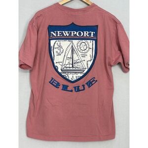 Newport Blue T-Shirt Mens Dusty Pink Sailboat Graphic Cotton Short Sleeve XL 90s
